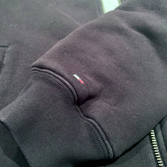 Vintage Insulated Jacket w/ Hood Large Tommy Hilfiger Full Zip Lined Heavy - Picture 7 of 10